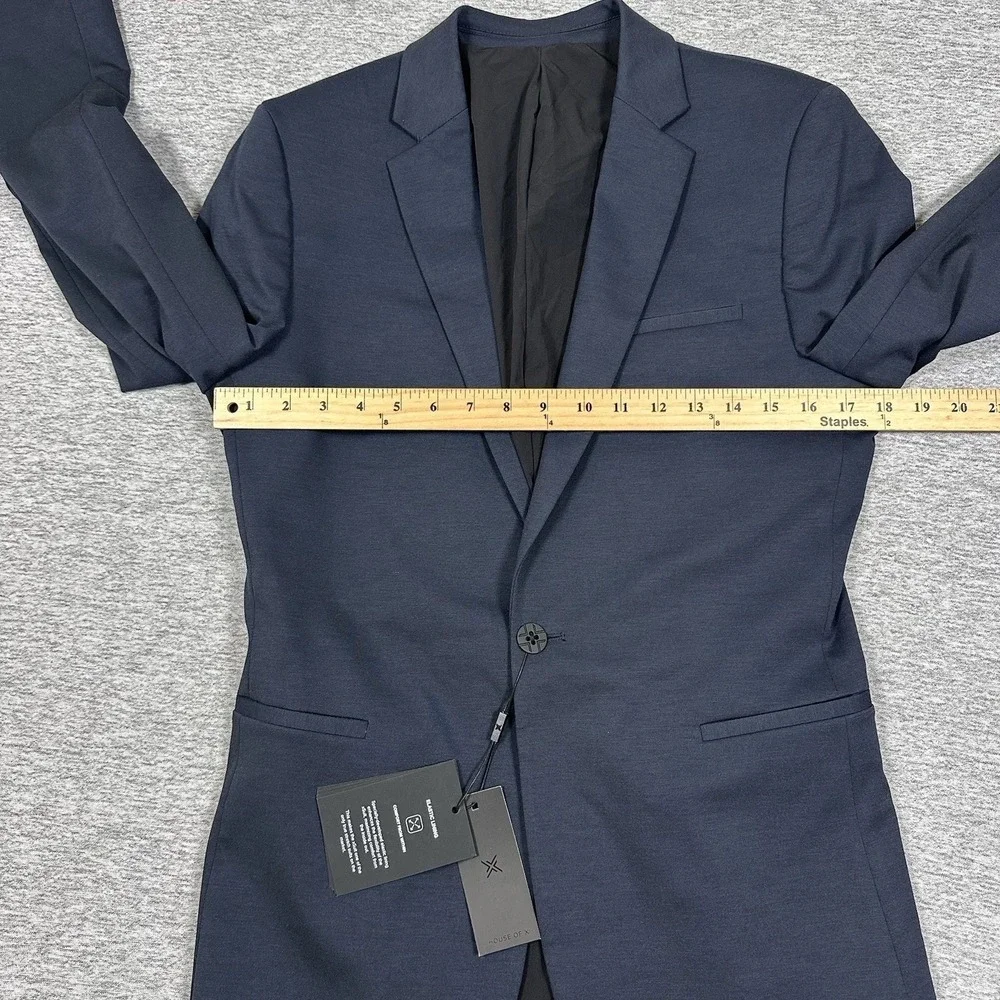 XSuit Blazer Mens 36 Blue Polyester Stretch Lined Tech City Travel Jacket